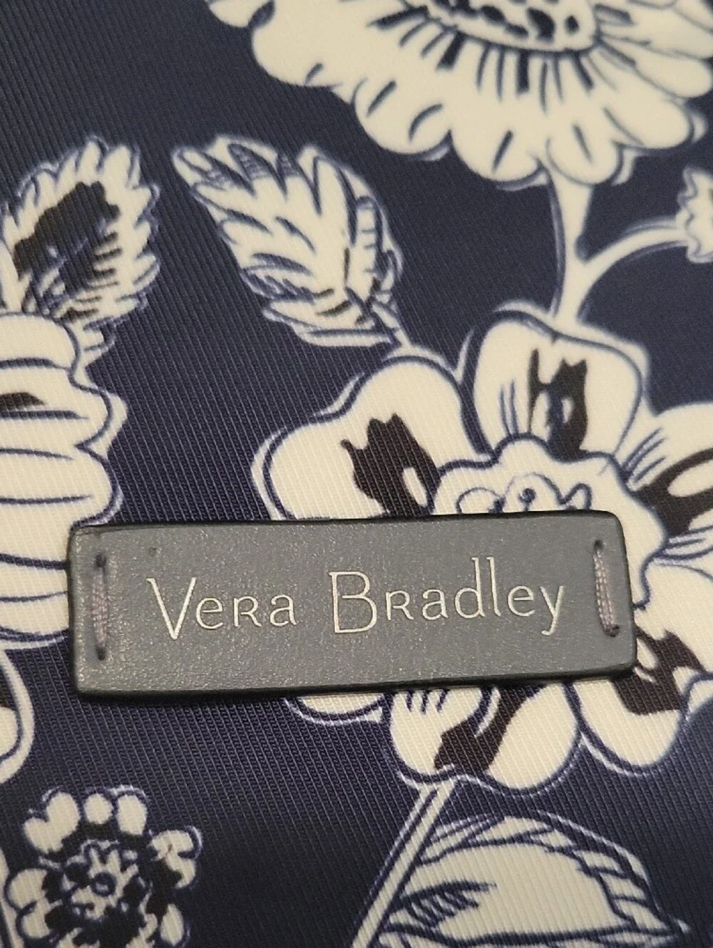 Vera Bradley Midtown Navy Floral Small Tote with Pink Lock Charm